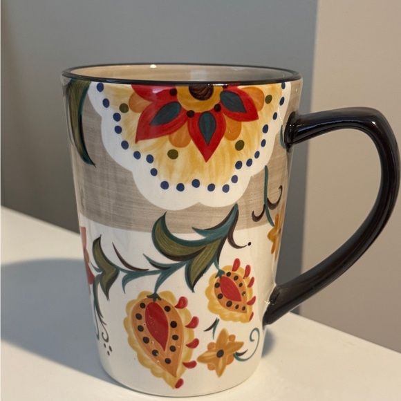 Colorful Floral Ceramic Mug with Black Handle - Picture 3 of 5